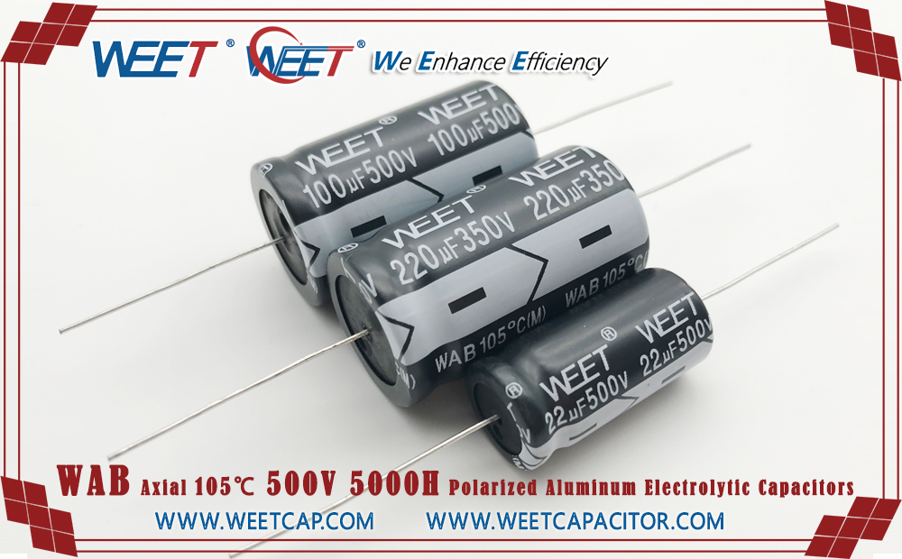 WEET-500V-High-Voltage-Long-Life-5000H-Polar-Axial-Horizontal-Through-Hole-Aluminum-Electrolytic-Capacitor