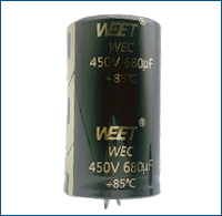 WEET WEC CD295 5000H at 85C Long Life Miniaturized Snap in Aluminum Electrolytic Capacitors